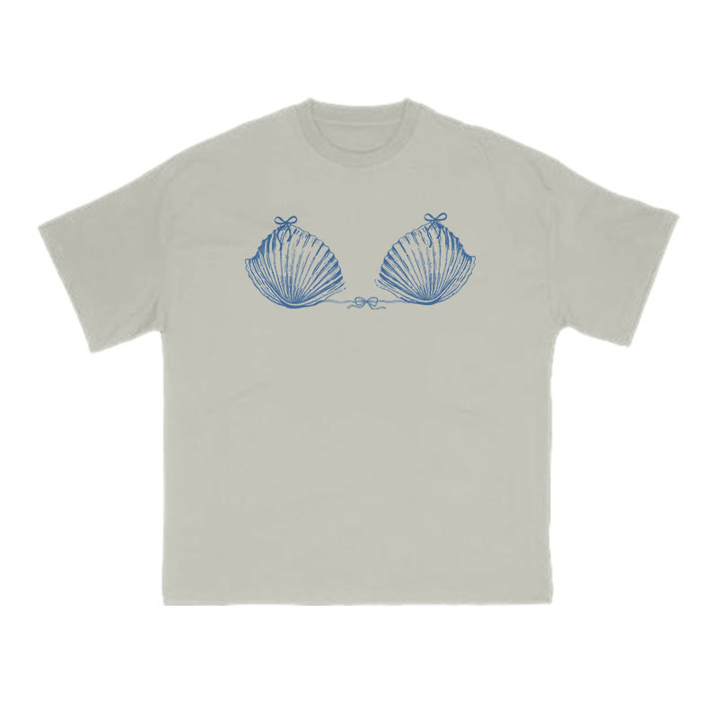 Funny Seashell Bikini Print T-shirt - Warm Grey - US16-18(2XL) - image 5