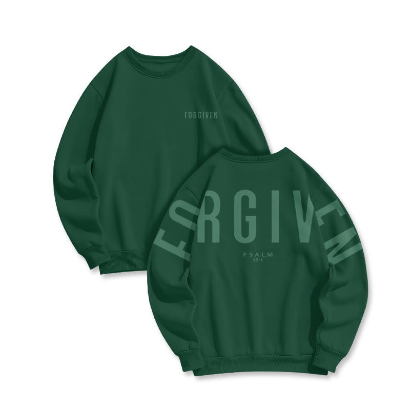 Unisex Forgiven Psalm 32:1 Print Sweatshirt - Green - US16-18(2XL) - image 6