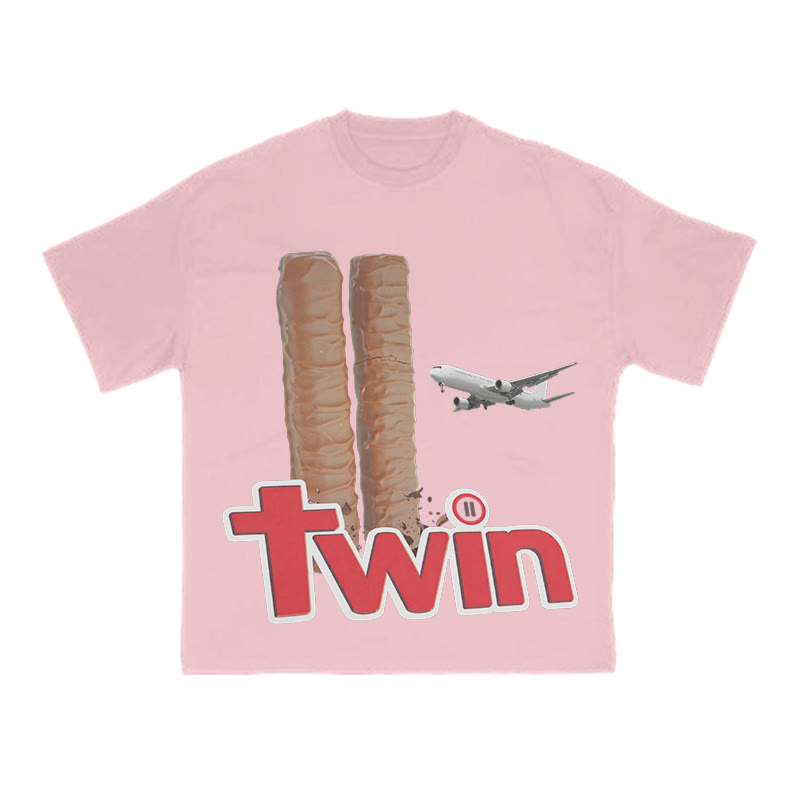 The Plane Crashing Into The Chocolate Bars Print T-shirt - Pink - US16-18(2XL) - image 7