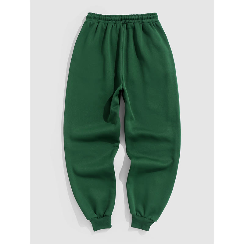 100% Cotton Solid Color Leggings Casual Fleece Sweatpants