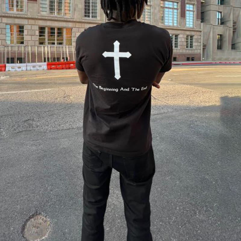 The Beginning And The End Print T-shirt Set