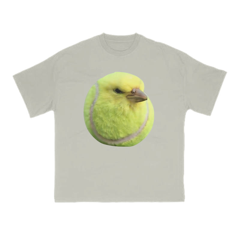 Bird Head Tennis Ball Body Funny Meme Print T-shirt - Warm Grey - US16-18(2XL) - image 4