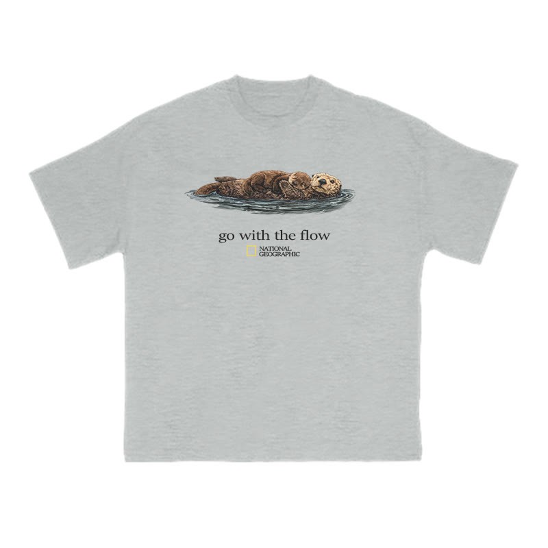 Go With The Flow Like A Sea Otter Print T-shirt - Grey - US16-18(2XL) - image 3