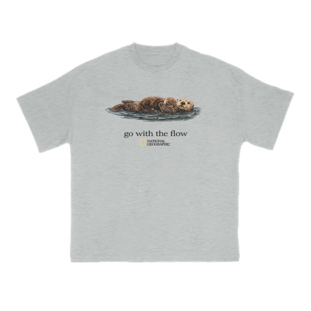 Go With The Flow Like A Sea Otter Print T-shirt - Grey - US16-18(2XL) - image 3