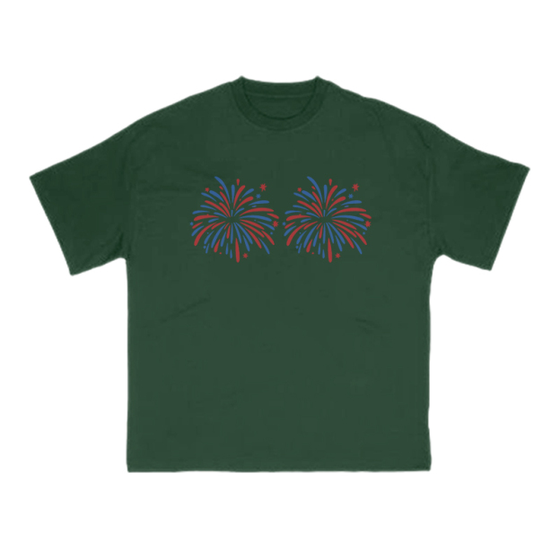 Funny Fireworks Print T-shirt - Green - US16-18(2XL) - image 8