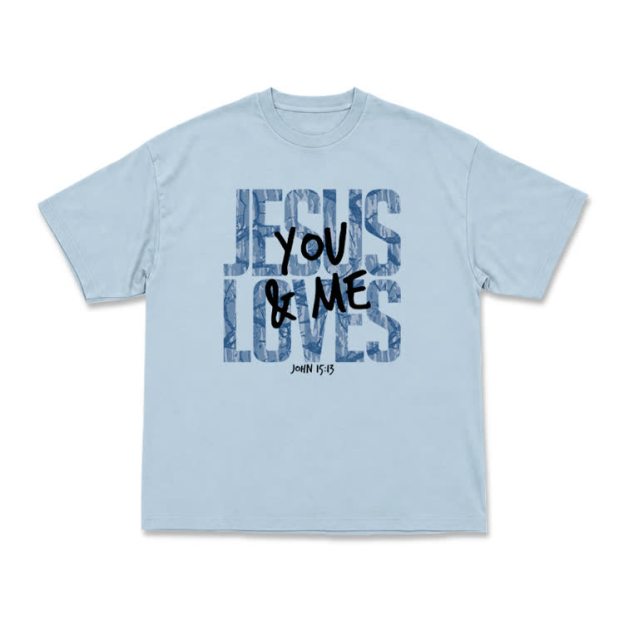 Classic Jesus Loves You and Me Graphic T-Shirt - Light Blue - US16-18(2XL) - image 4