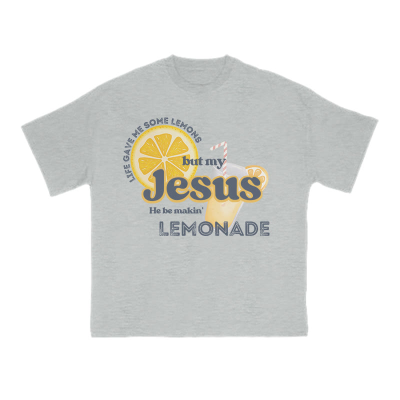 Unisex 100% Cotton My Jesus He Be Makin Lemonade Print T-shirt - Grey - US16-18(2XL) - image 4