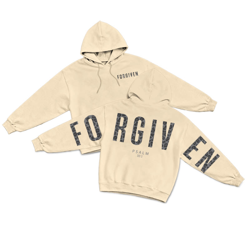 Leopard Design Forgiven Psalm 32:1 Print Hoodie - Apricot - US16-18(2XL) - image 4