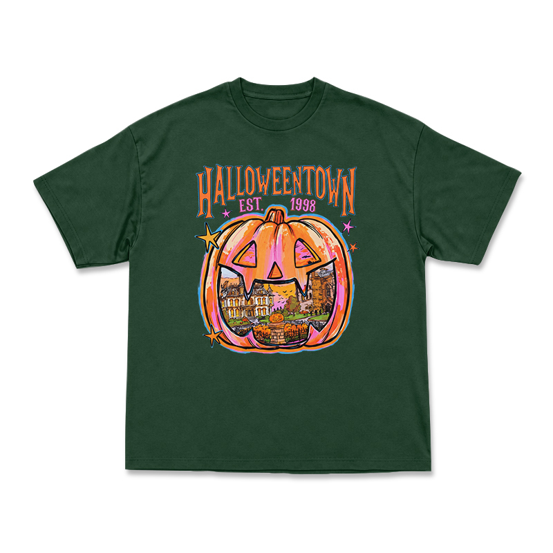 Vintage Halloweentown Pumpkin Round Neck Graphic Print T-Shirt - Green - US16-18(2XL) - image 12