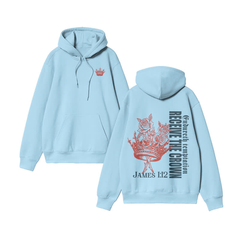 Unisex Endureth The Temptation Receive The Crown James 1:12 Print Hoodie - Blue - US16-18(2XL) - image 8