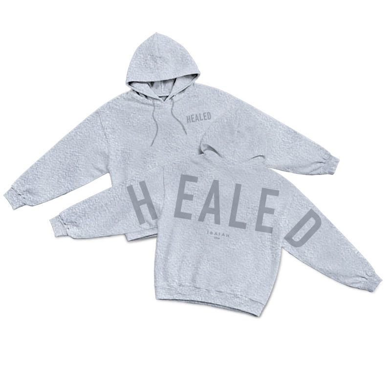HEALED Isaiah 53:5 Print Hoodie - Grey - US16-18(2XL) - image 3
