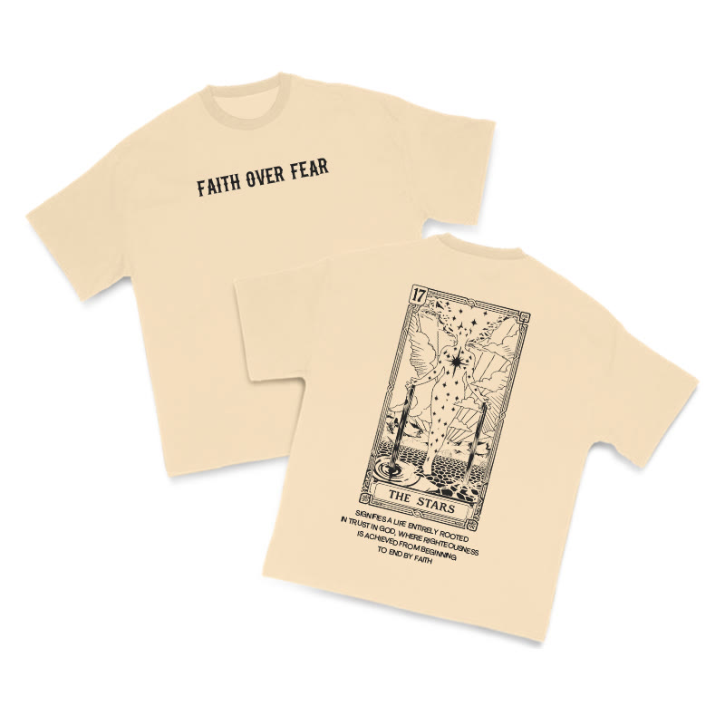 Faith Over Fear Tarot 17 The Star Print T-shirt - Apricot - US16-18(2XL) - image 5