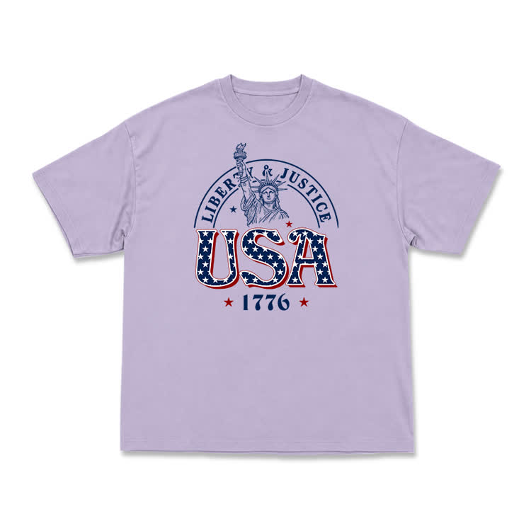 Liberty and Justice USA 1776 Patriotic Graphic T-Shirt - Purple - US16-18(2XL) - image 7