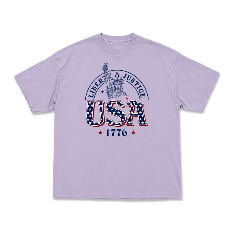 Liberty and Justice USA 1776 Patriotic Graphic T-Shirt - Purple - US16-18(2XL) - image 7