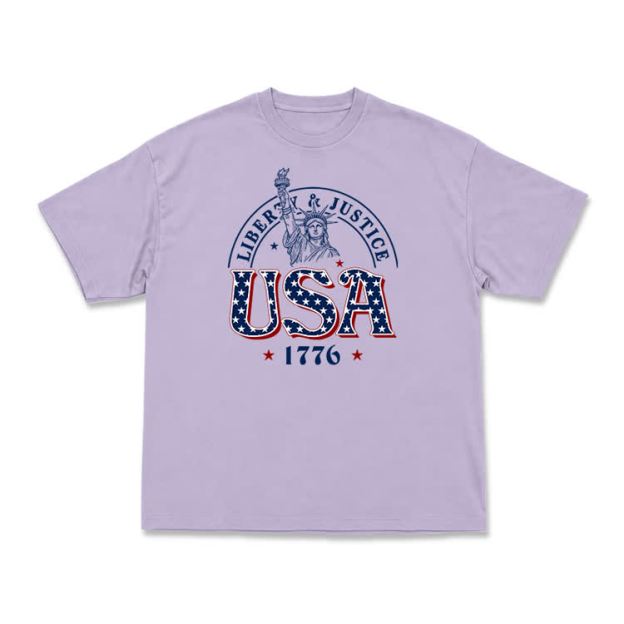 Liberty and Justice USA 1776 Patriotic Graphic T-Shirt - Purple - US16-18(2XL) - image 7
