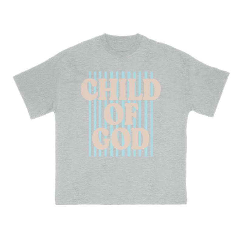 Unisex 100% Cotton Child Of God Stripes Print T-shirt - Grey - US16-18(2XL) - image 3