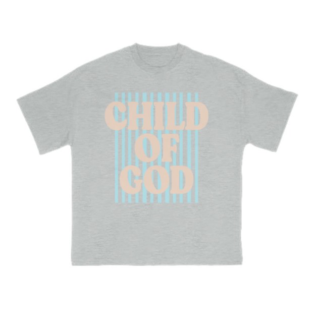 Unisex 100% Cotton Child Of God Stripes Print T-shirt - Grey - US16-18(2XL) - image 3