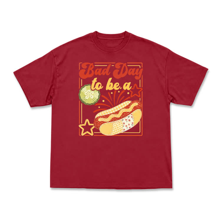 Bad Day to Be a Hot Dog Graphic Casual T-Shirt - Red - US16-18(2XL) - image 5