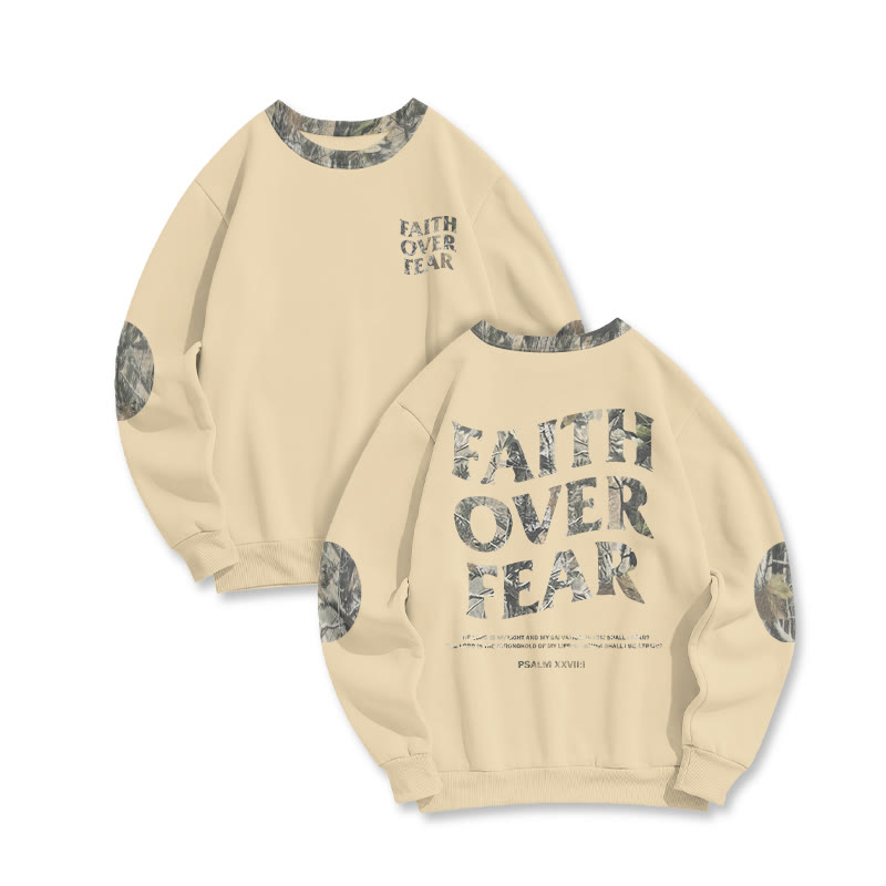 Faith Over Fear Dead Leaves Camouflage Print Sweatshirt - Apricot - 6XL - image 5