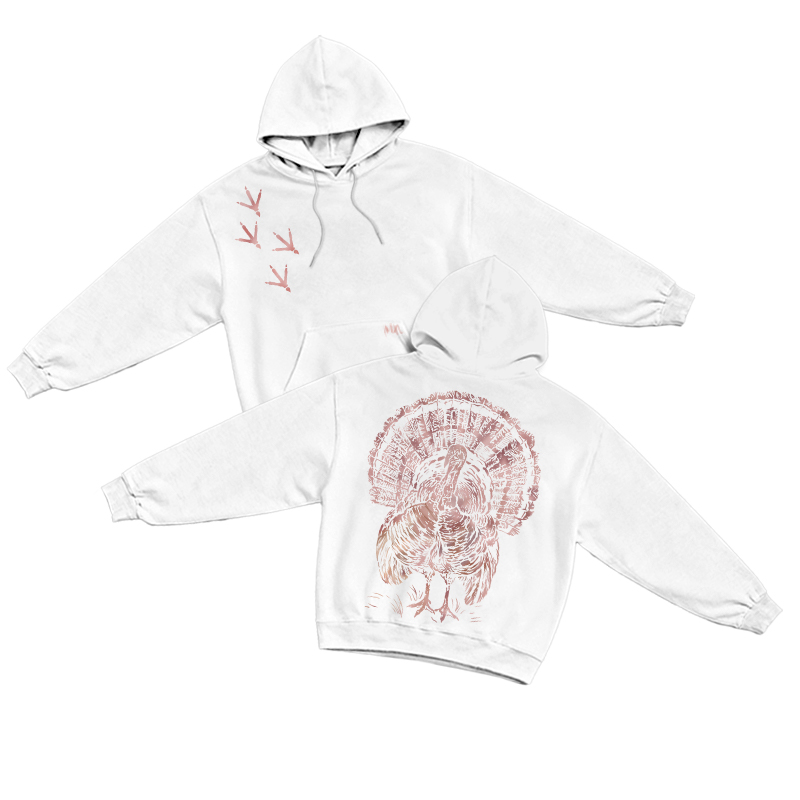 Vintage Turkey Sketch Long Sleeve Hoodie - White - US16-18(2XL) - image 6