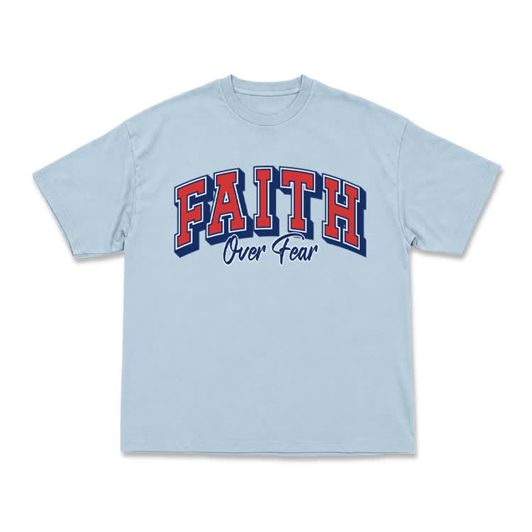 Vintage Faith Over Fear Classic T-Shirt - Light Blue - US16-18(2XL) - image 11