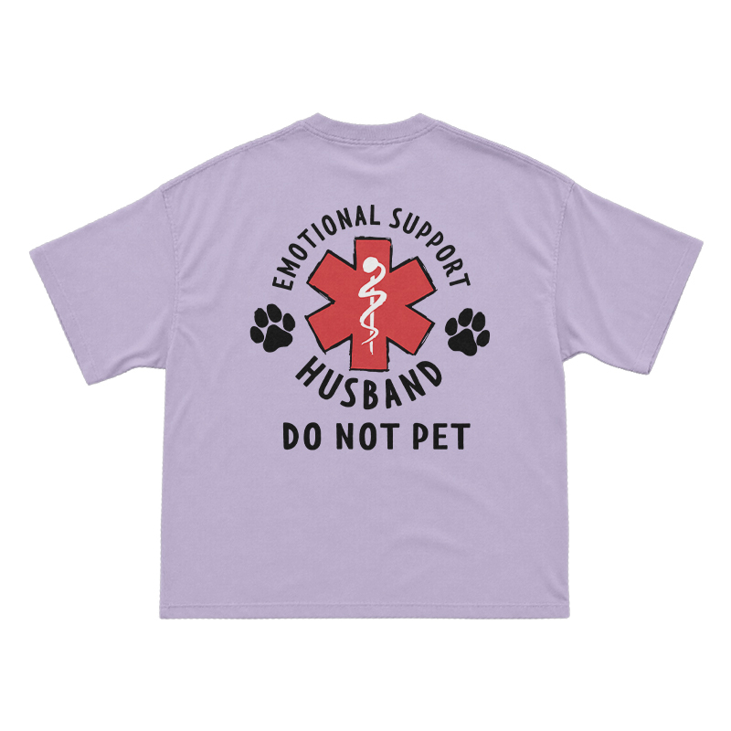 Emotional Support Husband Do Not Pet Novelty Back Graphic T-Shirt - Purple - US16-18(2XL) - image 4
