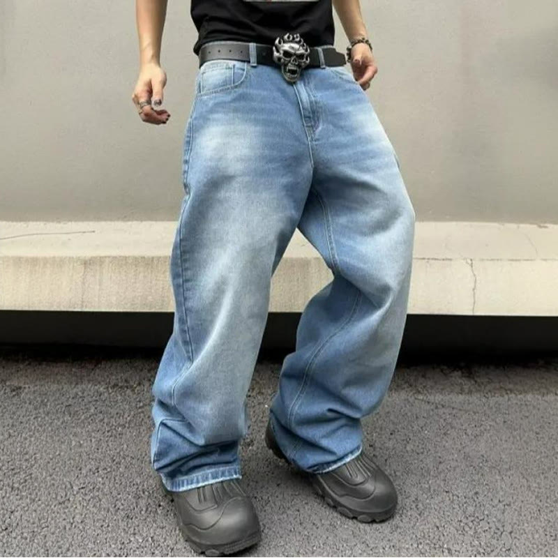 Vintage Distressed Loose Jeans - Light Blue - 3XL - image 4