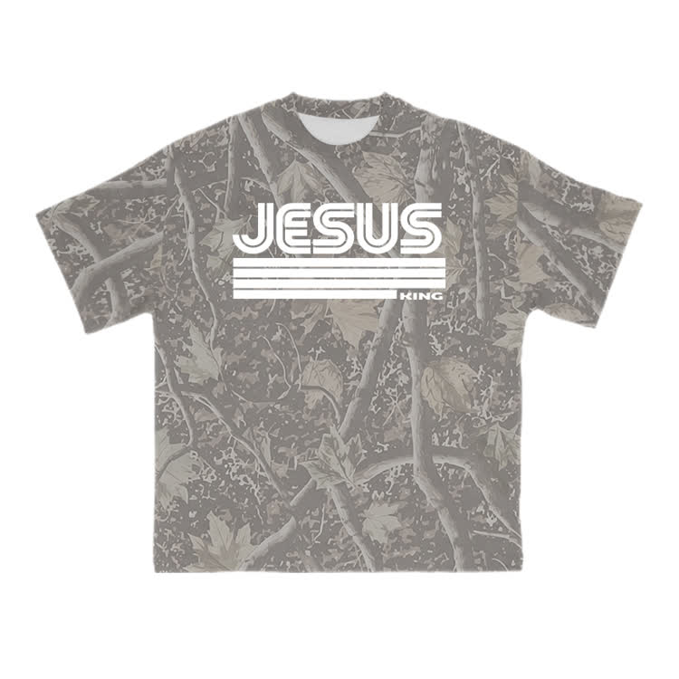 Jesus King Camo Print T-shirt - Khaki - 8XL - image 3