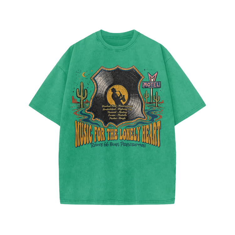 Vintage Motel Graphic Print Acid Washed T-shirt - Green - US20-22(3XL) - image 7