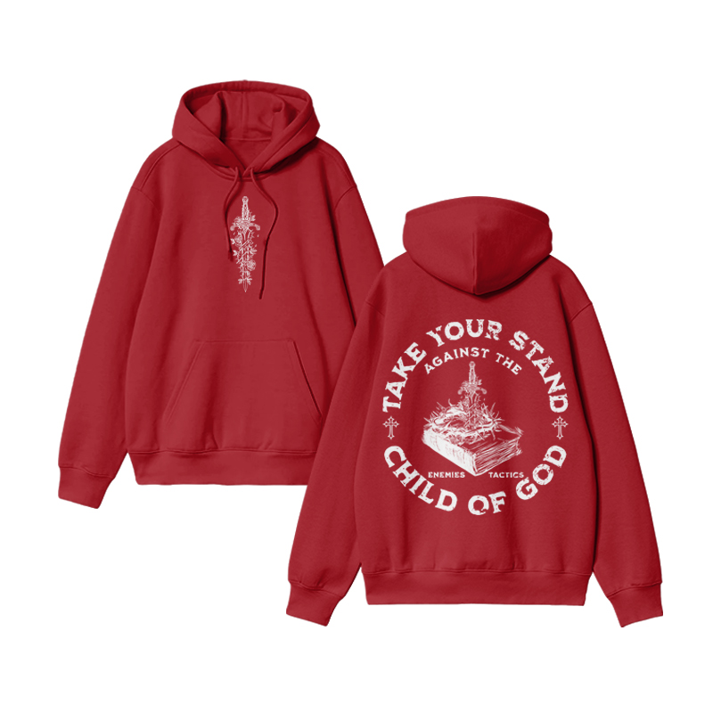 Unisex Take Your Stand Child Of God Print Hoodie - Red - US16-18(2XL) - image 9