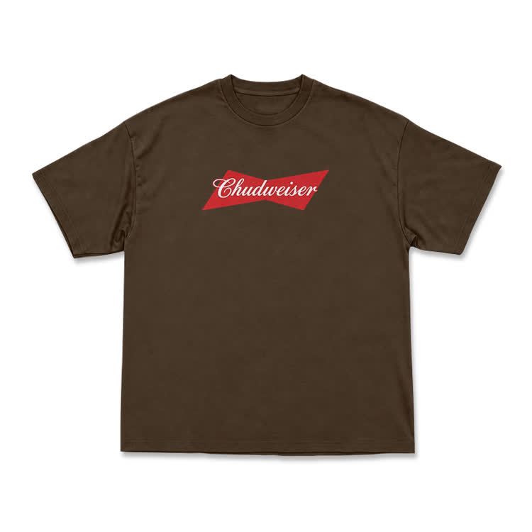 Casual Chudweiser Graphic Print T-shirt - Coffee - US16-18(2XL) - image 5