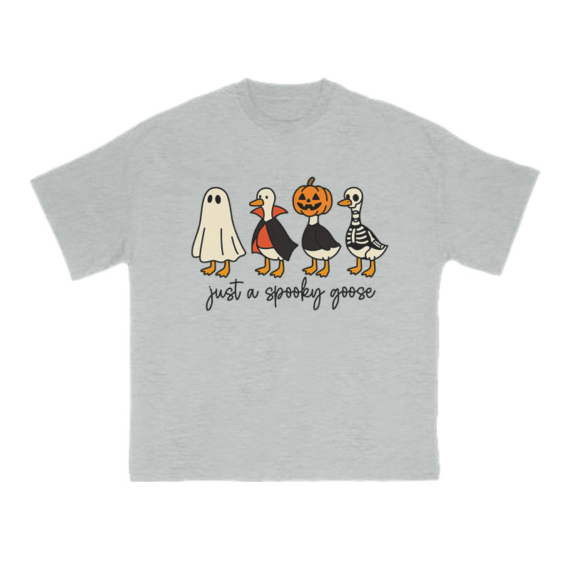Unisex 100% Cotton Just A Spooky Goose Print T-shirt - Grey - US16-18(2XL) - image 4