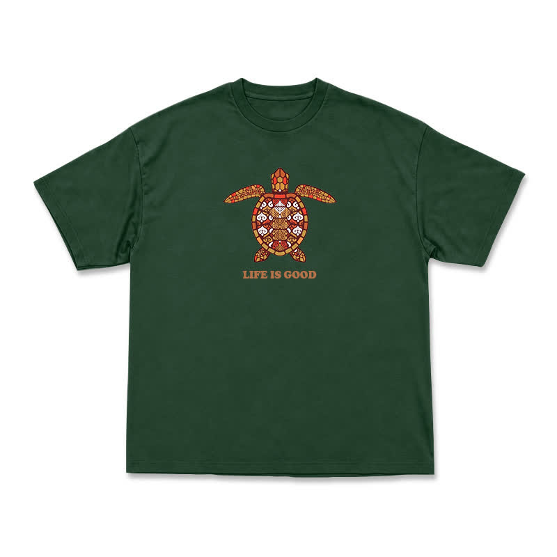 Relaxed Fit Life Is Good Turtle Art Everyday Crew Neck T-Shirt - Green - US16-18(2XL) - image 14