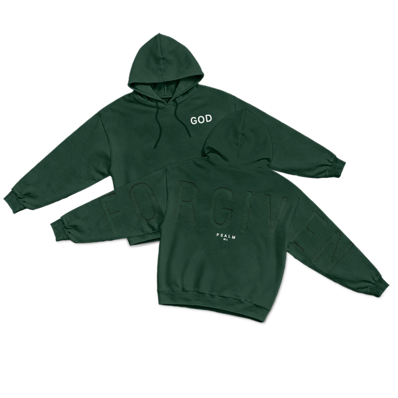 Psalm Forgiven Statement Back Street Hoodie - Dark Green - US16-18(2XL) - image 5