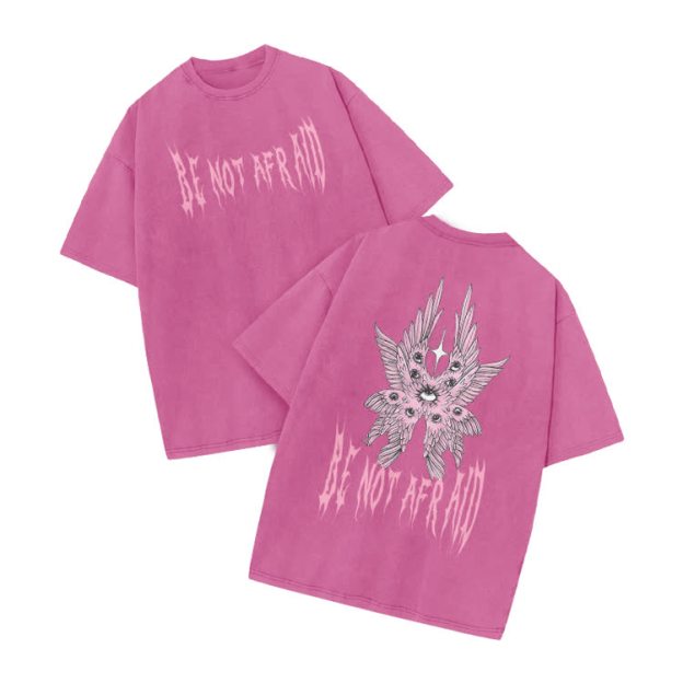 Be Not Afraid Print Acid Washed T-shirt - Pink - US20-22(3XL) - image 6