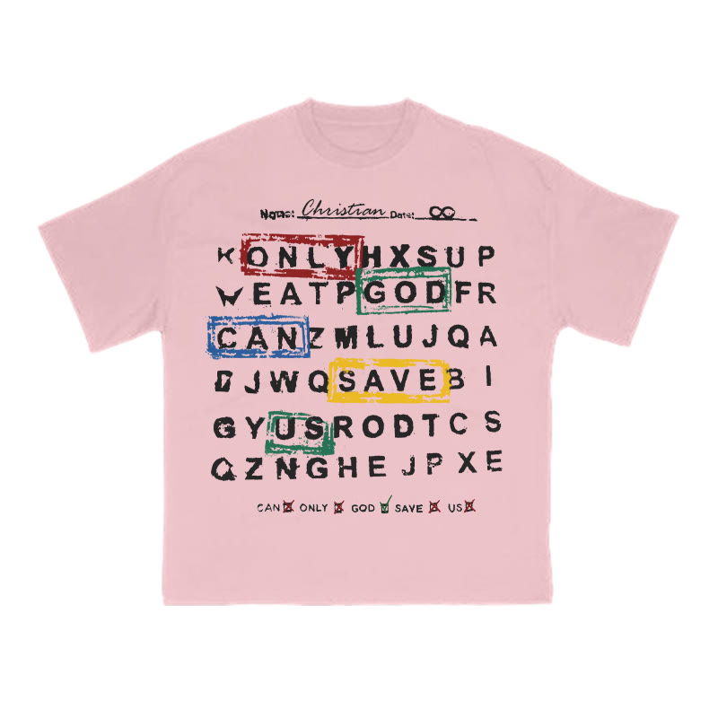 Only God Can Save Us Print T-shirt - Pink - US16-18(2XL) - image 11