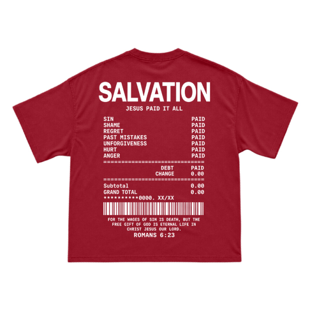 Faith Street Salvation Receipt Print T-Shirt - Red - US16-18(2XL) - image 15