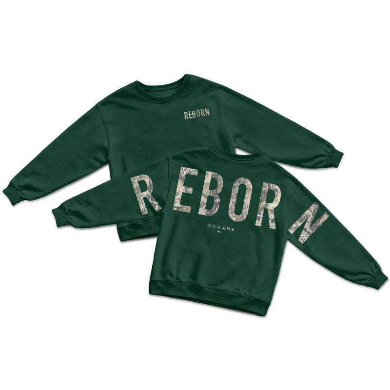Dead Leaves Camouflage Reborn Romans 6:4 Print Sweatshirt - Dark Green - US16-18(2XL) - image 6