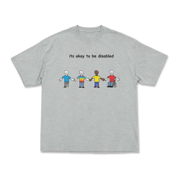 Its Okay To Be Disabled Graphic Crew Neck T-Shirt - Grey - US16-18(2XL) - image 8