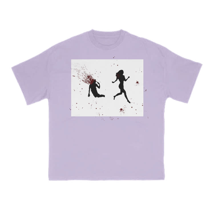“Run Away”Girl Graphic Cotton Print T-shirt - Purple - US16-18(2XL) - image 6