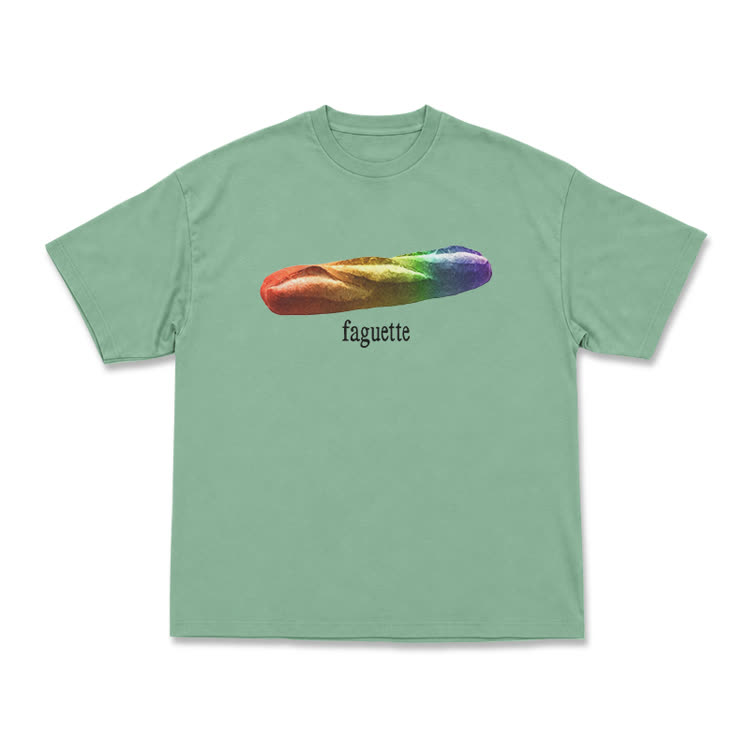 Playful Rainbow Baguette Graphic T-Shirt - Light Green - US16-18(2XL) - image 8