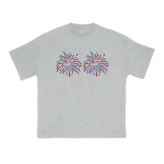 Funny Fireworks Print T-shirt - Grey - US16-18(2XL) - image 4