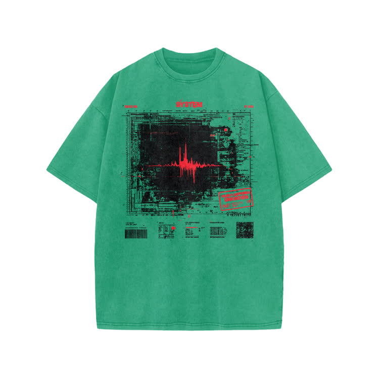 Techwave Graphic Print Acid Washed T-Shirt - Green - US20-22(3XL) - image 7