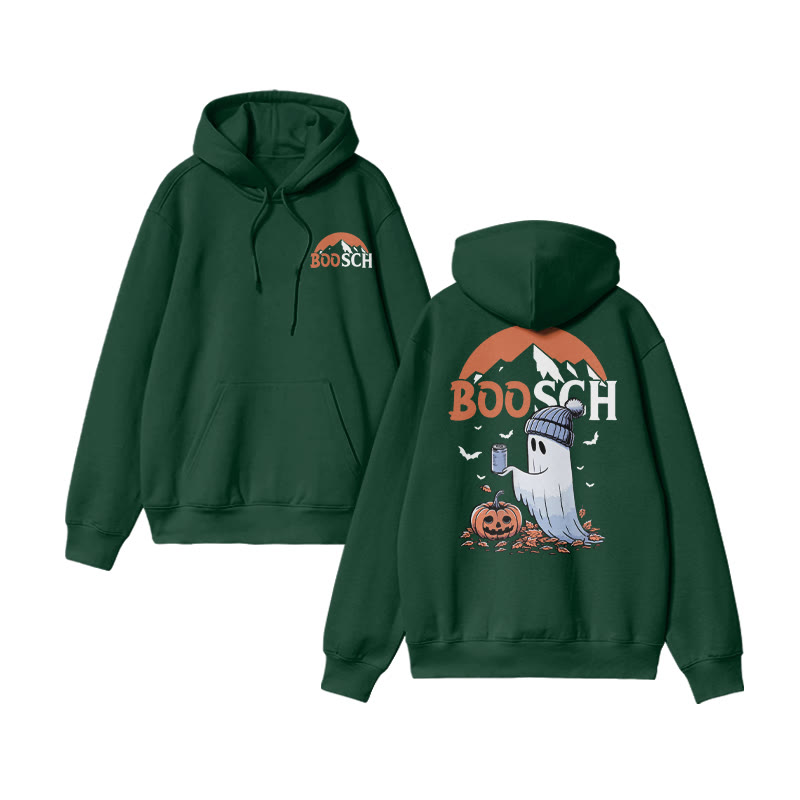 Unisex Funny Boosch Pumpkin Halloween Print Hoodie - Dark Green - US16-18(2XL) - image 9