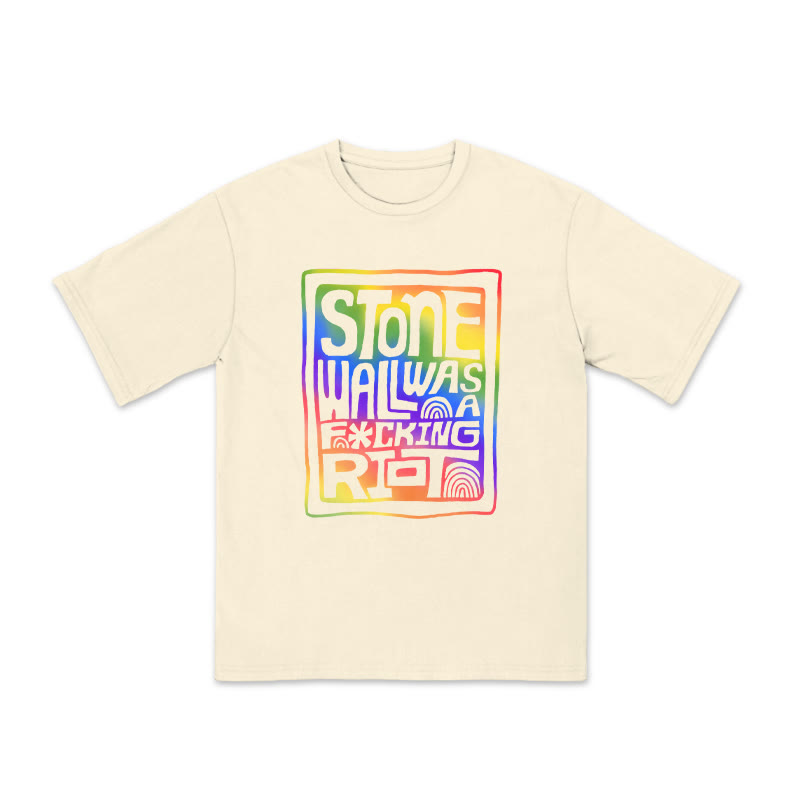 Unisex 100% Cotton Stonewall Rainbow Ombre Print Pride Month T-shirt - Apricot - US20-22(3XL) - image 4