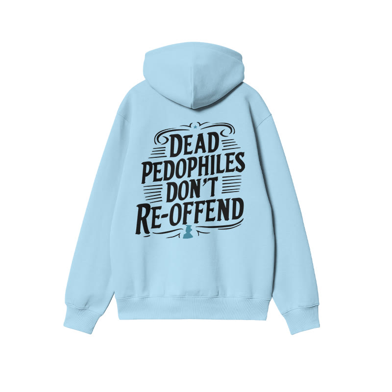 Color-blocked Dead Pedophiles Don't Re-offend Protect The Innocent Print Hoodie - Blue - US16-18(2XL) - image 6