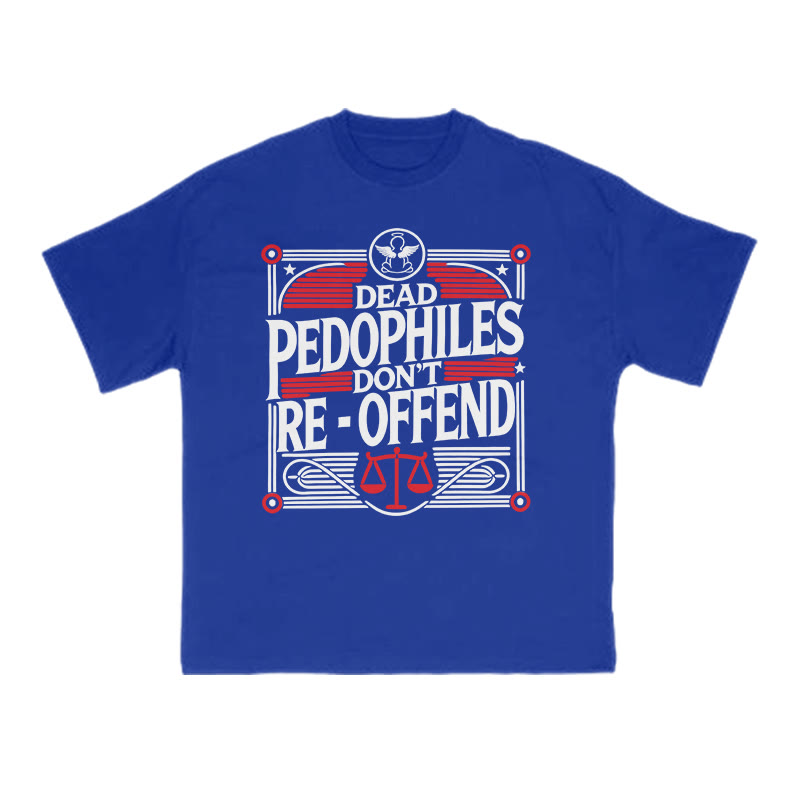 Dead Pedophiles Don't Re-offend Color-blocked Print T-shirt - Blue - US16-18(2XL) - image 9
