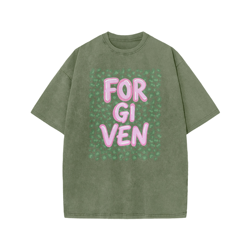 Forgiven Leopard Print Acid Washed T-shirt - Army Green - US20-22(3XL) - image 9