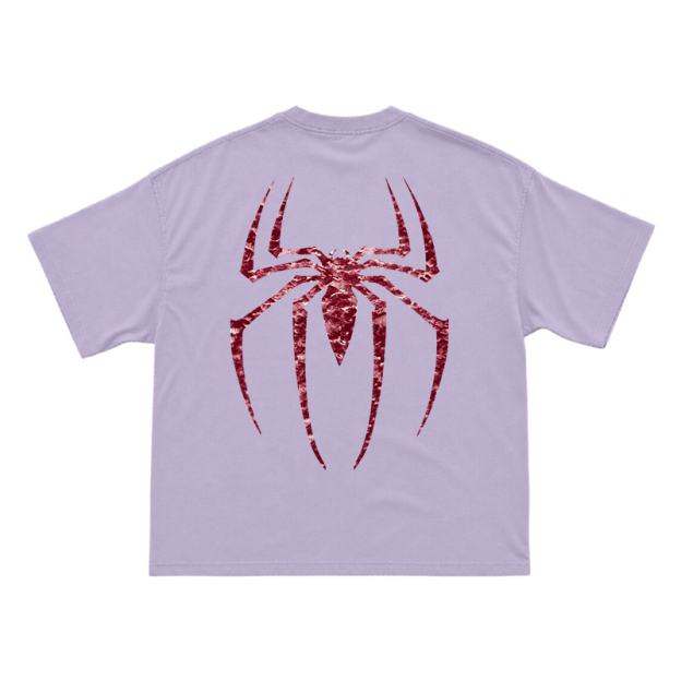 Street Style Spider Back Print Short Sleeve T-Shirt - Purple - US16-18(2XL) - image 8