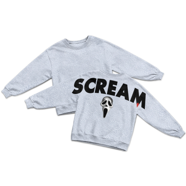 Streetwear SCREAM Mask Graphic Round Neck Sweatshirt - Grey - US16-18(2XL) - image 8